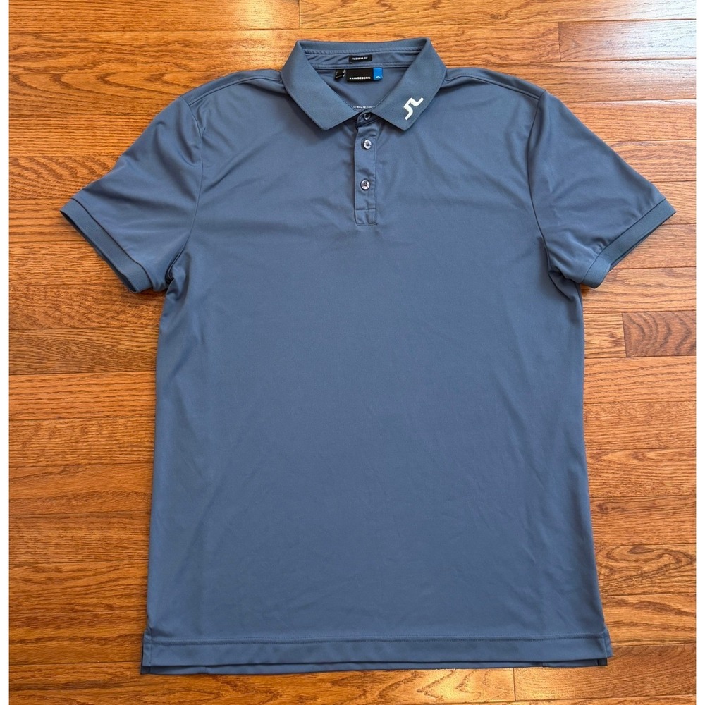 J.Lindeberg Golf Polo Shirt Mens XL Slate Blue Performance Stretch KV TX Jersey